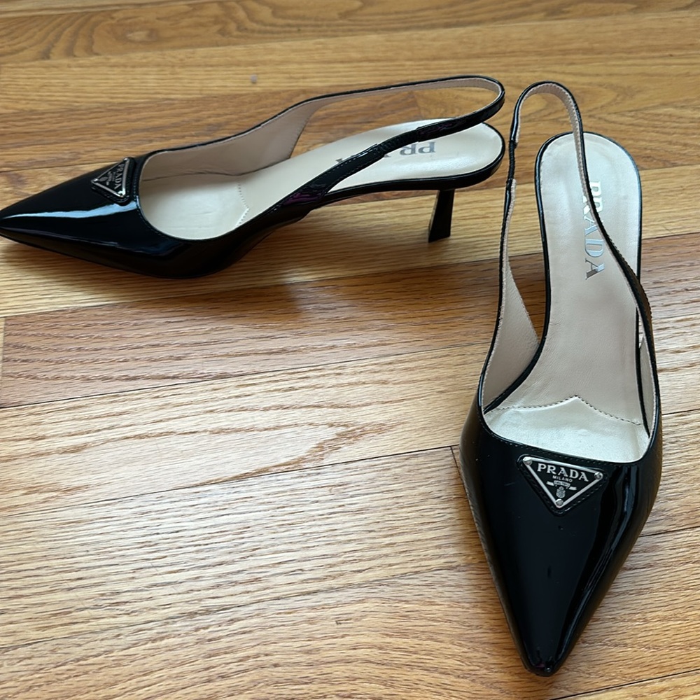 Worn once stylish Prada slingbacks - size 37.5 but fit size 8 US ( I am size 8) - Picture 4 of 4